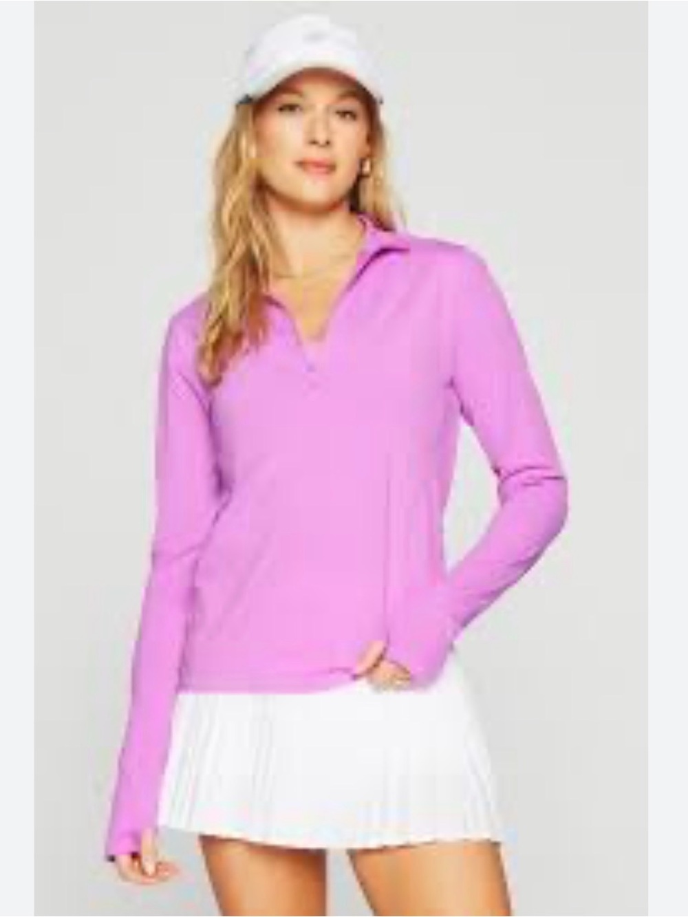 NWT Fabletics Long-Sleeve quarter zip Athletic Top in Lavender Pink